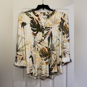 New Directions Top Tropical Leaf Print Top Size XL